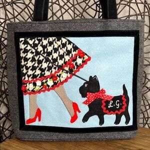 Lulu Guinness Felt Tote Bag | Scottie Dog Appliqué | Iconic Design | Designer